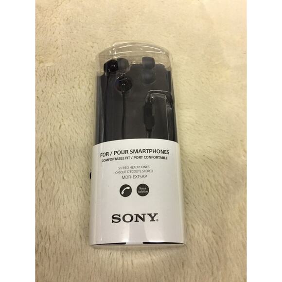 SONY HEADPHONE MDR-EX15AP BLACK - Picture 1 of 3